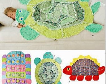 Childs' Rag Quilt Pattern, Dinosaur Rag Quilt, Turtle Rag Quilt, Caterpillar Rag Quilt, Simplicity Sewing Pattern 2493