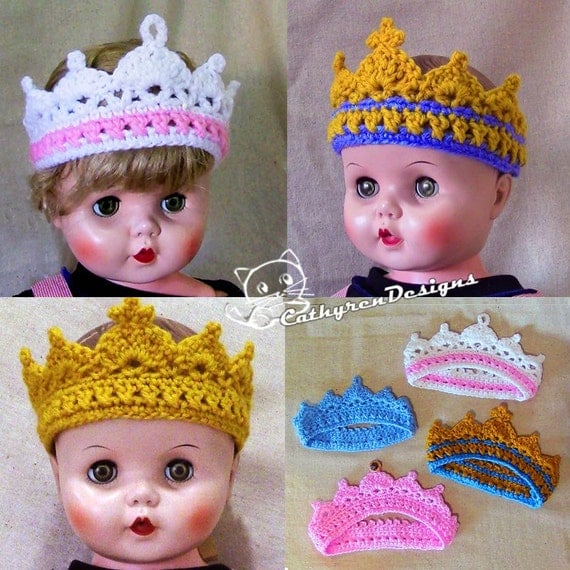 Princess Tiara/ Prince Crown, Baby-Adult, Instant Download Crochet Pattern by CathyrenDesigns