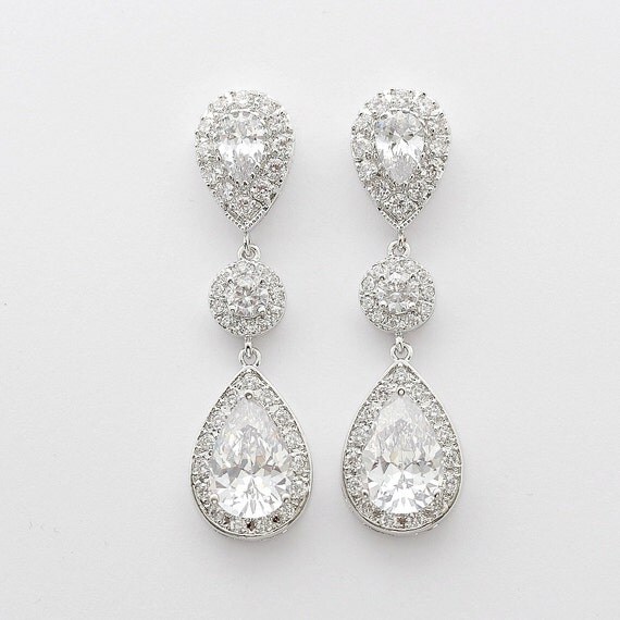 Vintage Bridal Earrings Chandelier Wedding Crystal
