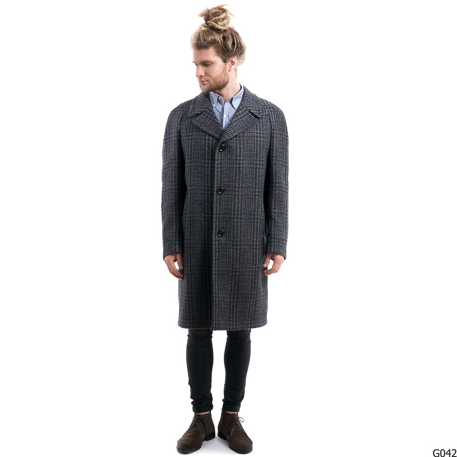 1970s Mens WOOL Coat . Vintage 70s Overcoat Shadow by BetaMenswear