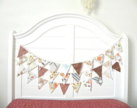 Earthy Rustic Browns Fabric Bunting Banner 9 Feet / Rustic Vintage Wedding Bunting / Birthday Party Garland / Carnival Theme Party Il_570xn