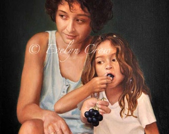 Oil Painting - Custom Portraits from Your Photos - 2 People Portrait - LARGE format 24x20 inches (Half Body)