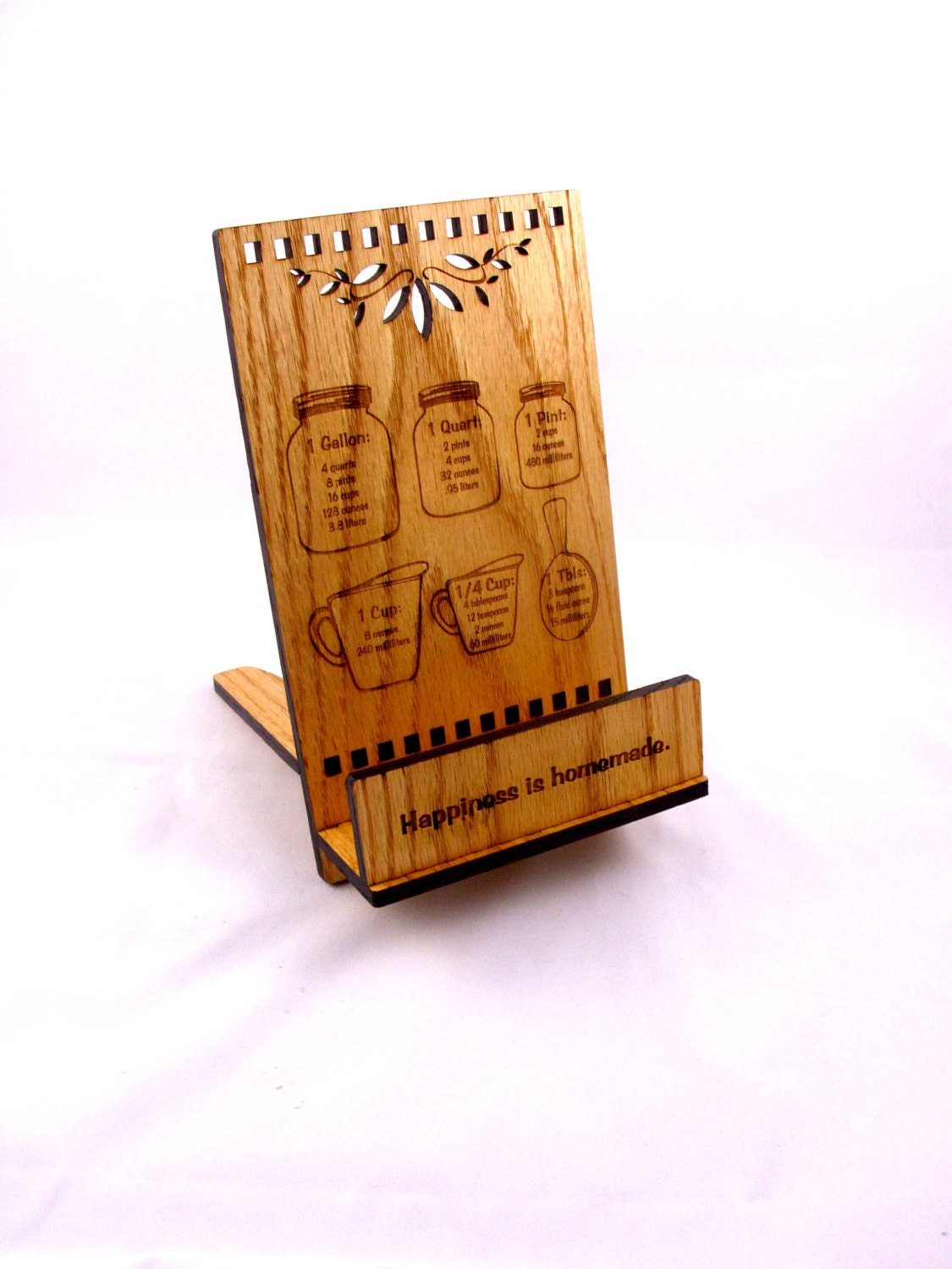 Oak Cookbook Stand Engraved and Personalized by jptreeman on Etsy