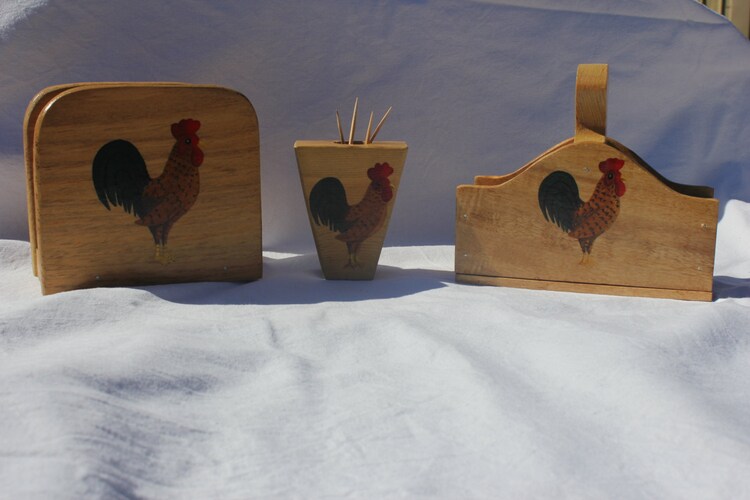 Rooster Napkin holder acrylic painting by WoodnThingsNY12534