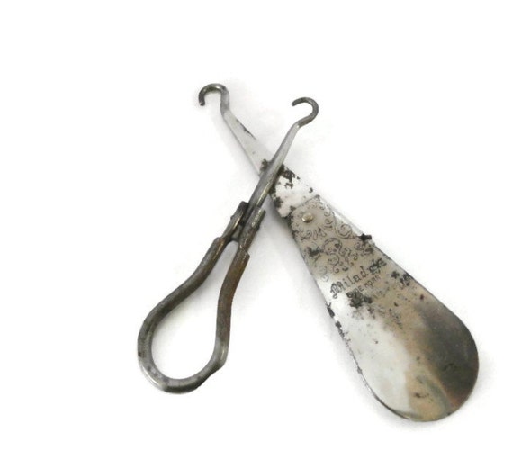 Items similar to Vintage Folding Buttonhooks Two Old Metal Foldup