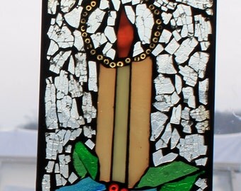 Candle ,Stained Glass SunCatcher or wall Decoration