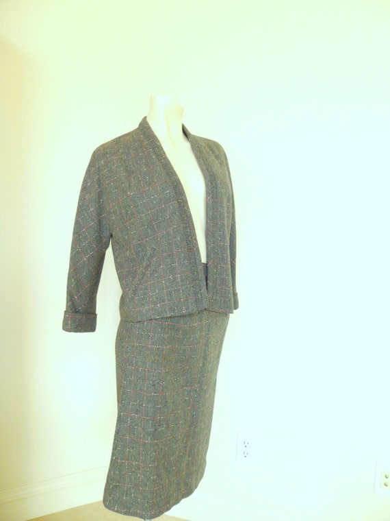 Vintage 1950s Suit Womens Pencil Skirt Grey by UrbanRecycle