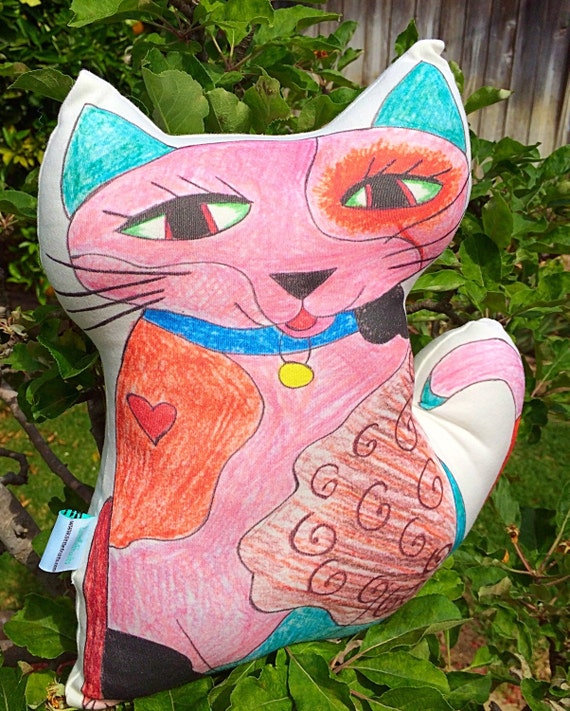 Calico Cat Plush Pillow Decorative Cat Pillow by LittleFruits