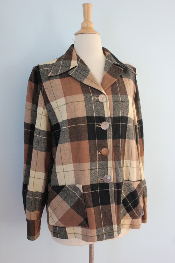 1950s Pendleton 49er / Wool Plaid womans Pendleton jacket