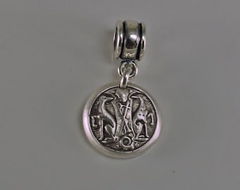 Greyhounds Crest Fine Silver Pandora-Style Charm Pendant