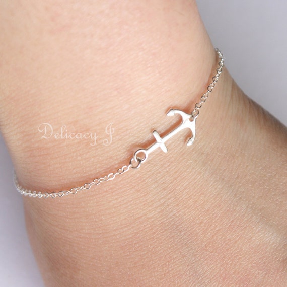 Sterling Silver Anchor Bracelet / Anchor Jewelry / Dainty