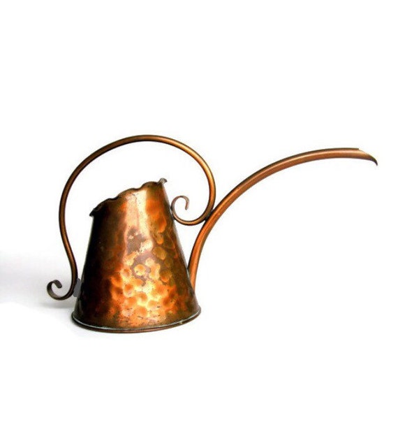 Copper Watering Can Vintage Gregorian Hammered Rustic Finish