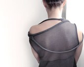 Gray transparent okapi sweater top, Paris fashion, France, minimalist,assymetric