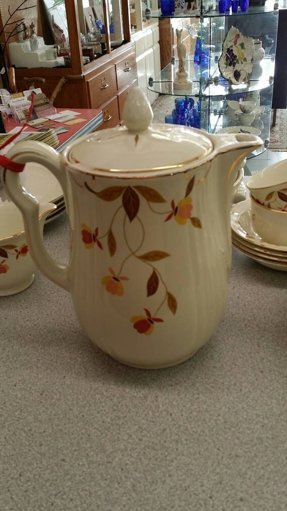 Hall China Jewel Tea Autumn Leaf Coffee Pot With Lid