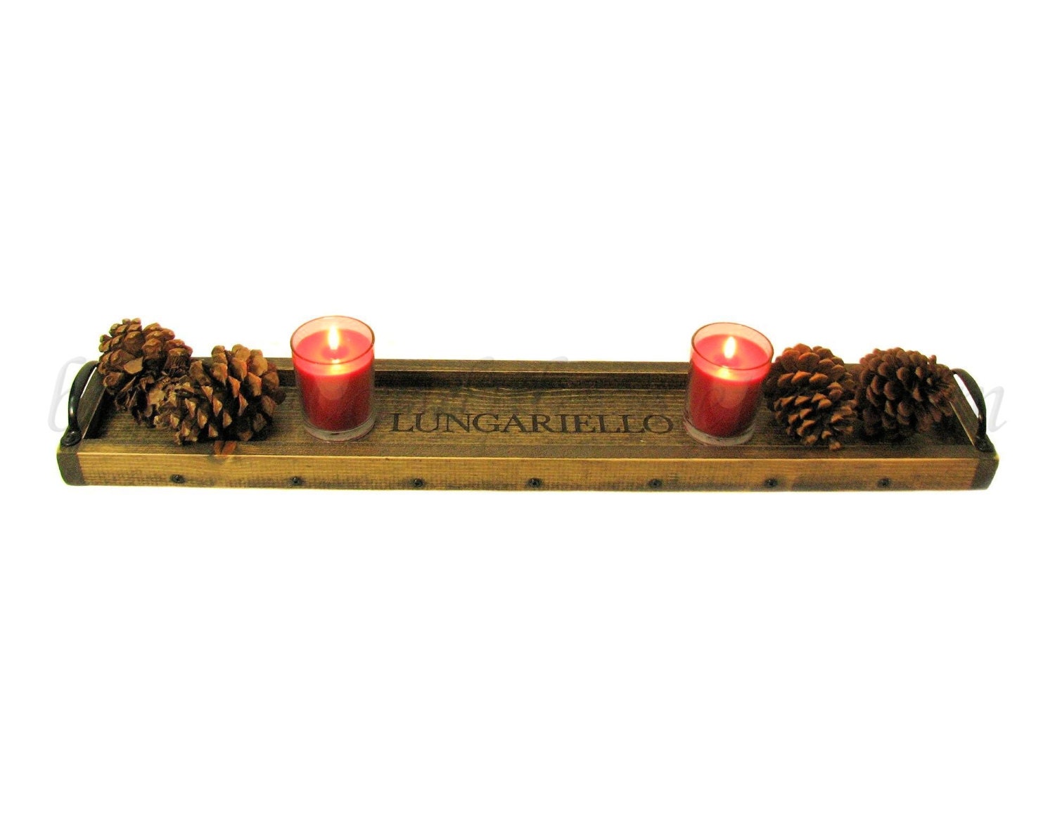 Wood Monogrammed Tray Long Wooden Candle Holder by BridgewoodPlace