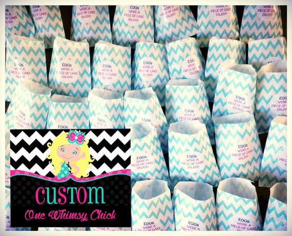 Chevron Party Favor Bag & Personalized Stickers, Goody Bags, Candy Bags, Set of 12 Il_570xn