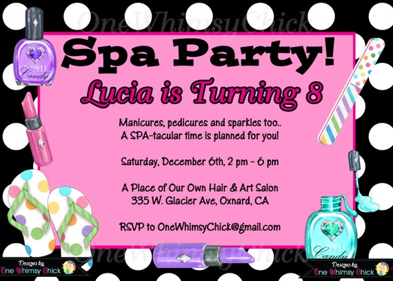 Spa Birthday Invitations, Mani Pedi Birthday Party Invitation Il_570xn