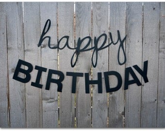 Happy Birthday Banners - 30 and 45 inches long - Happy Birthday Sign - Simple, classic, black, plain, paper - Ready to ship