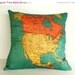 SALE SALE SALE cushion cover, pillow North America Organic cotton map cushion, throw pillow map pillow Decorative pillow 16 x 16 pillow
