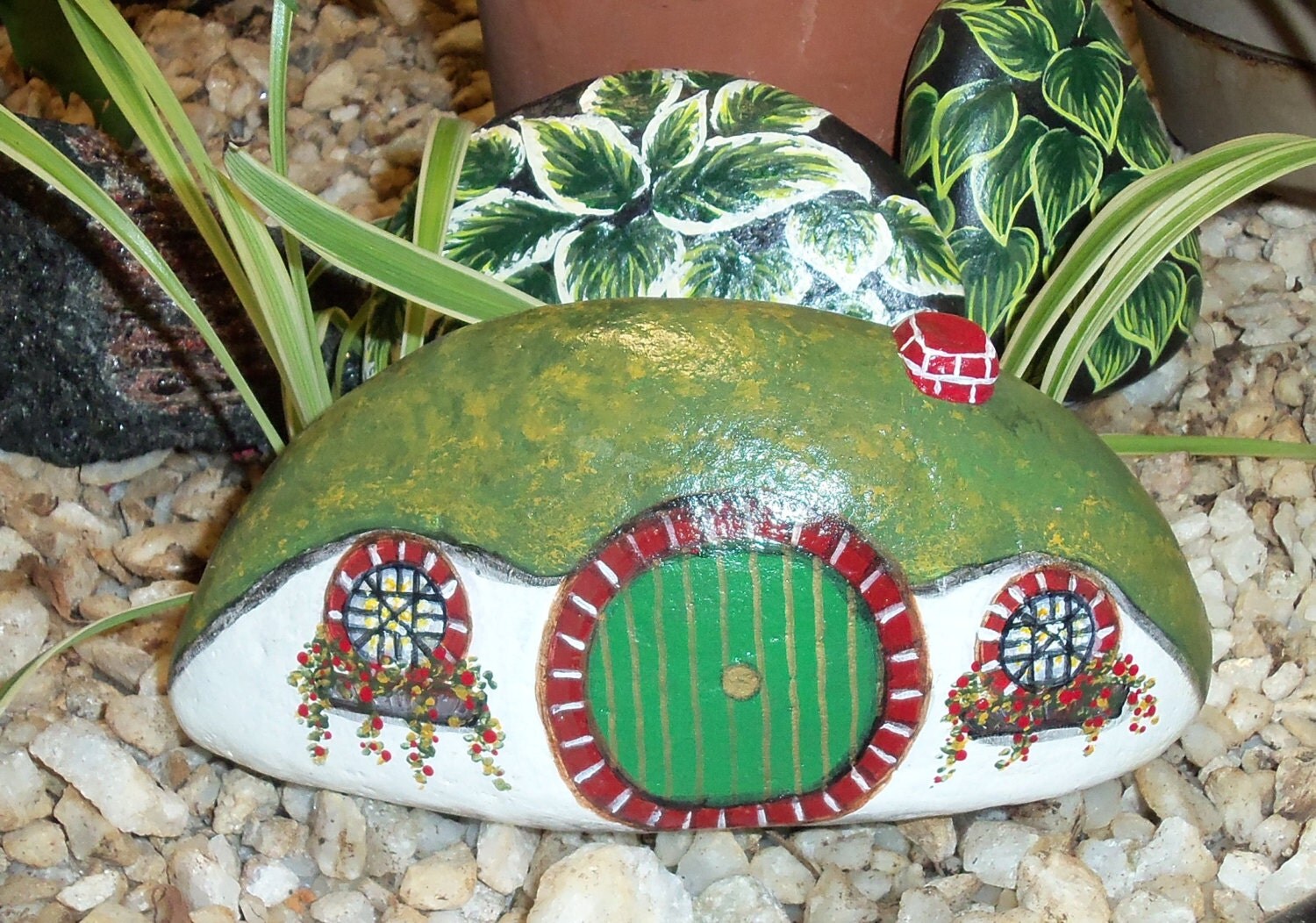 Hobbit House Cottage painted art rock