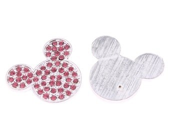 Pink Rhinestone Crystal Bling Mouse Flatback Metal Embellishment RD362 Hair Bows Minnie Clips Accessories Invitations Frames