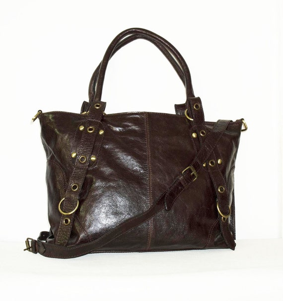 Distressed Dark Brown Leather Tote Bag Handbag by ChicLeather