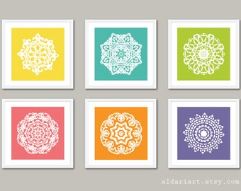 Mandala Art Prints - 5x5 - Modern Medallion Wall Art - Custom Colors