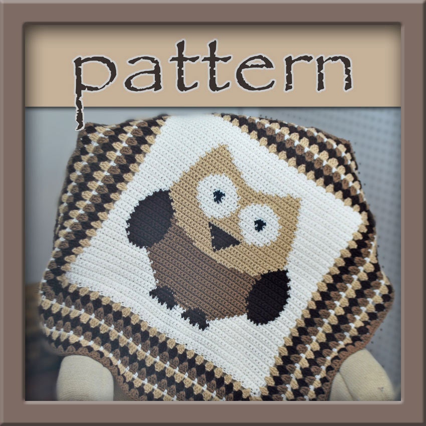 PATTERN Owl Afghan Blanket Crochet Instant Download