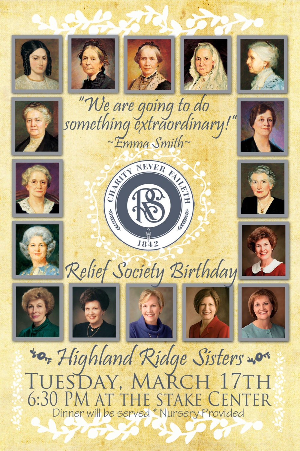 Relief Society Birthday Invitation