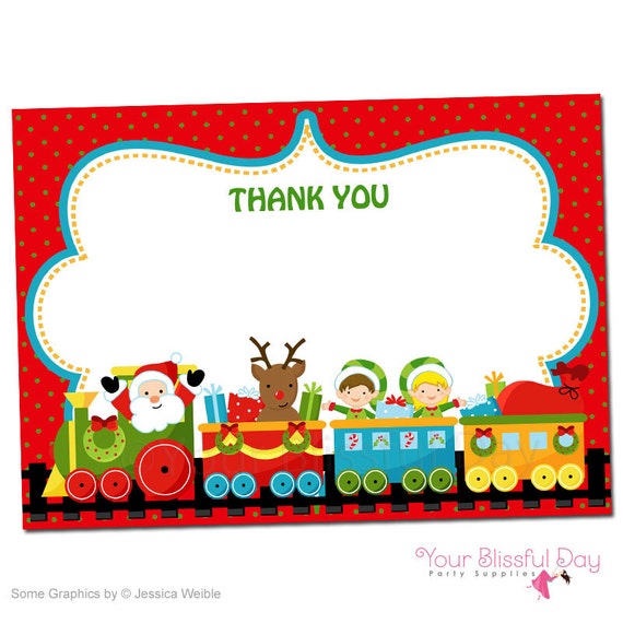 PRINTABLE Christmas Train Thank You Cards Il_570xn