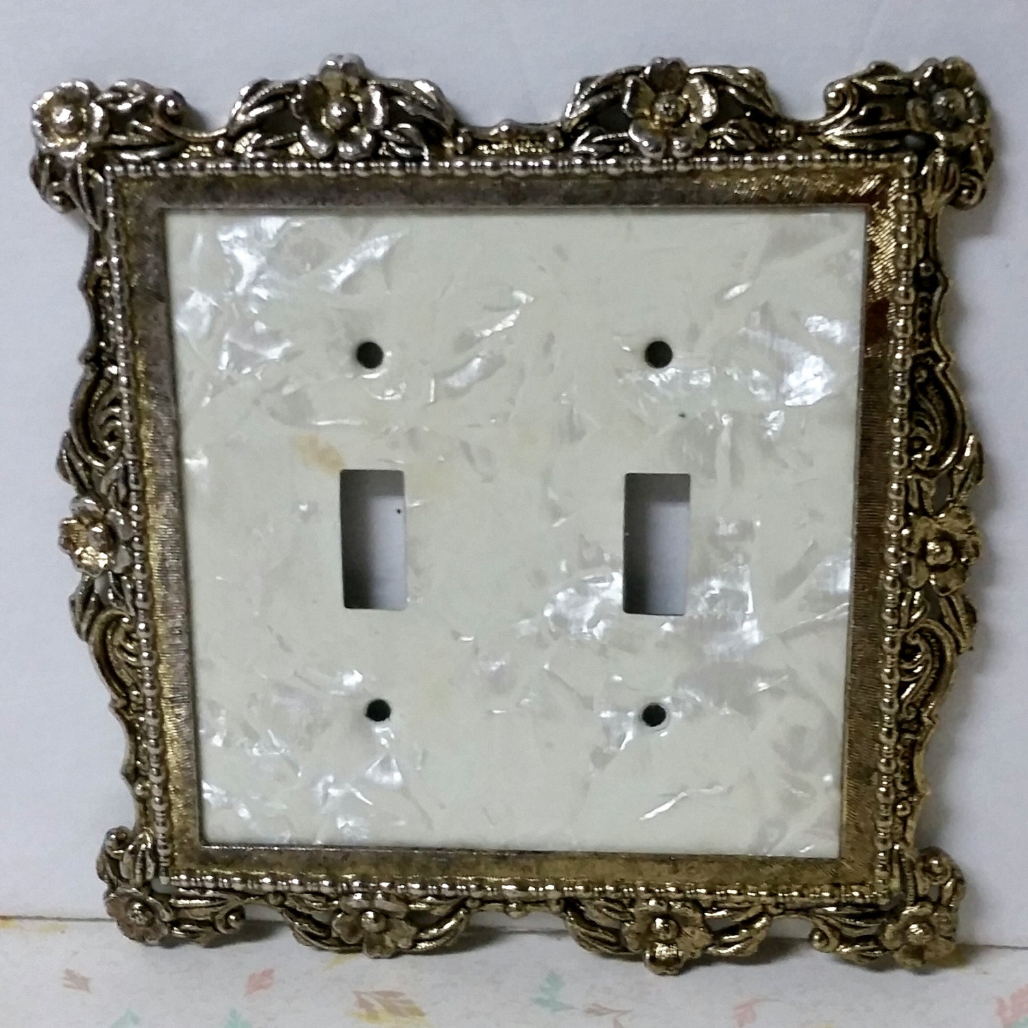 Vintage Brass And Lucite Light Switch Cover Double Switch