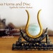 RESERVED for vandanb - The Goddess Isis - Handcrafted Horns and Solar Disc Symbolic Altar Votive Statue with 40mm Blue Amazonite Disc