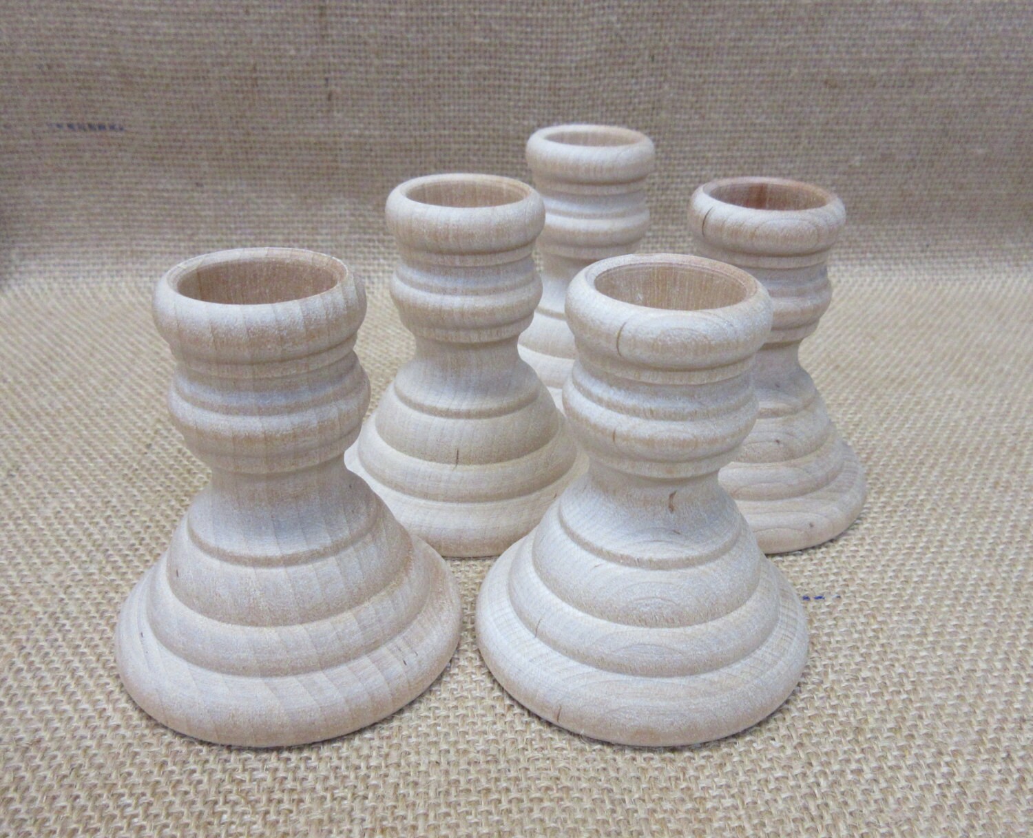 Wood Candlesticks Unfinished 21/4 Inches Tall French