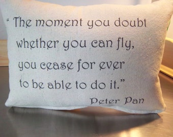 Peter Pan pillow bestseller bff gift baby shower gift JM Barrie quote baby kids room nursery cushion minimalist home decor pillows