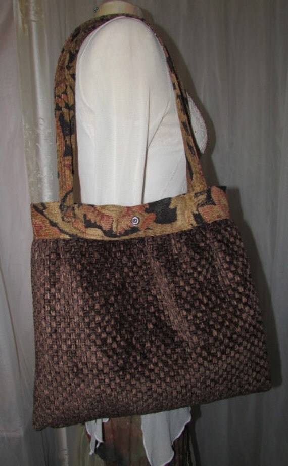 Brown Bohemian Bag handmade earthy with thick upholstery