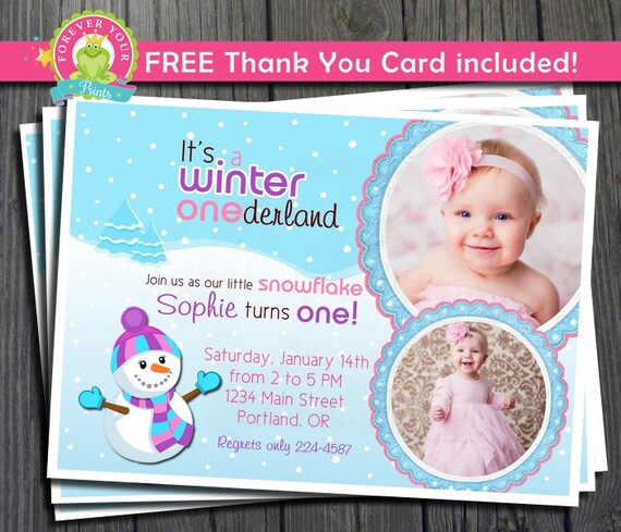Winter Onederland Invitation / Winter Wonderland Invitation / Winter Onederland Invite / First Birthday / 1st Birthday Il_570xn