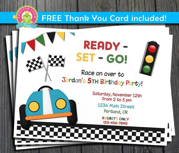 Race Car Invitation / Race Car Invite / Race Car Party / Racing Birthday Invitation / Printable Race Car Il_570xn