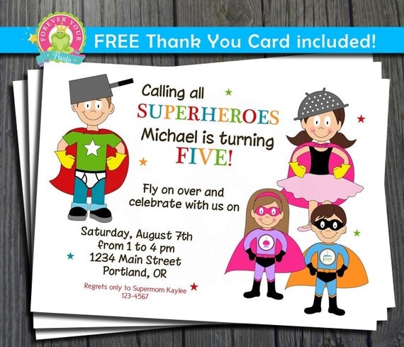 Superhero Birthday Invitation / Superhero Invitation / Superhero Party Invite / Superhero Party / Superhero Birthday Party Il_570xn