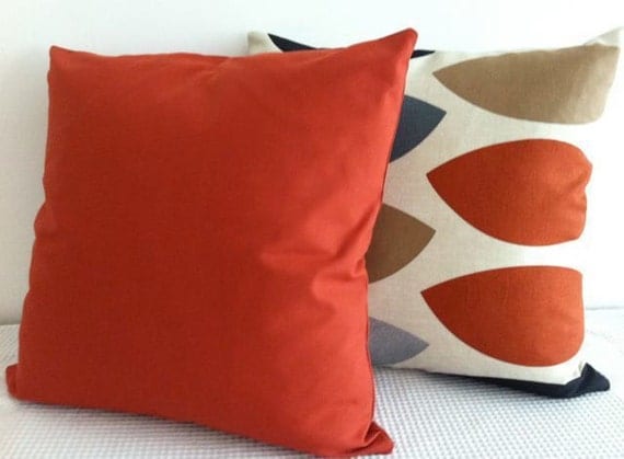 Solid burnt orange Cushion Covers Throw Pillows by miaandstitch