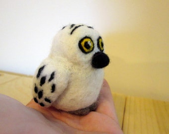 Felted Owl Miniature - Snowy Owl - Needle Felted Animal