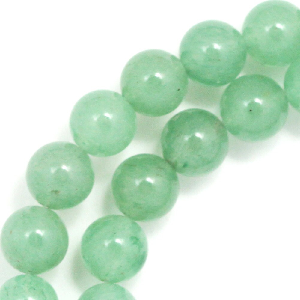 Green Aventurine Light Beads 8mm Round Full Strand by ABeadSea