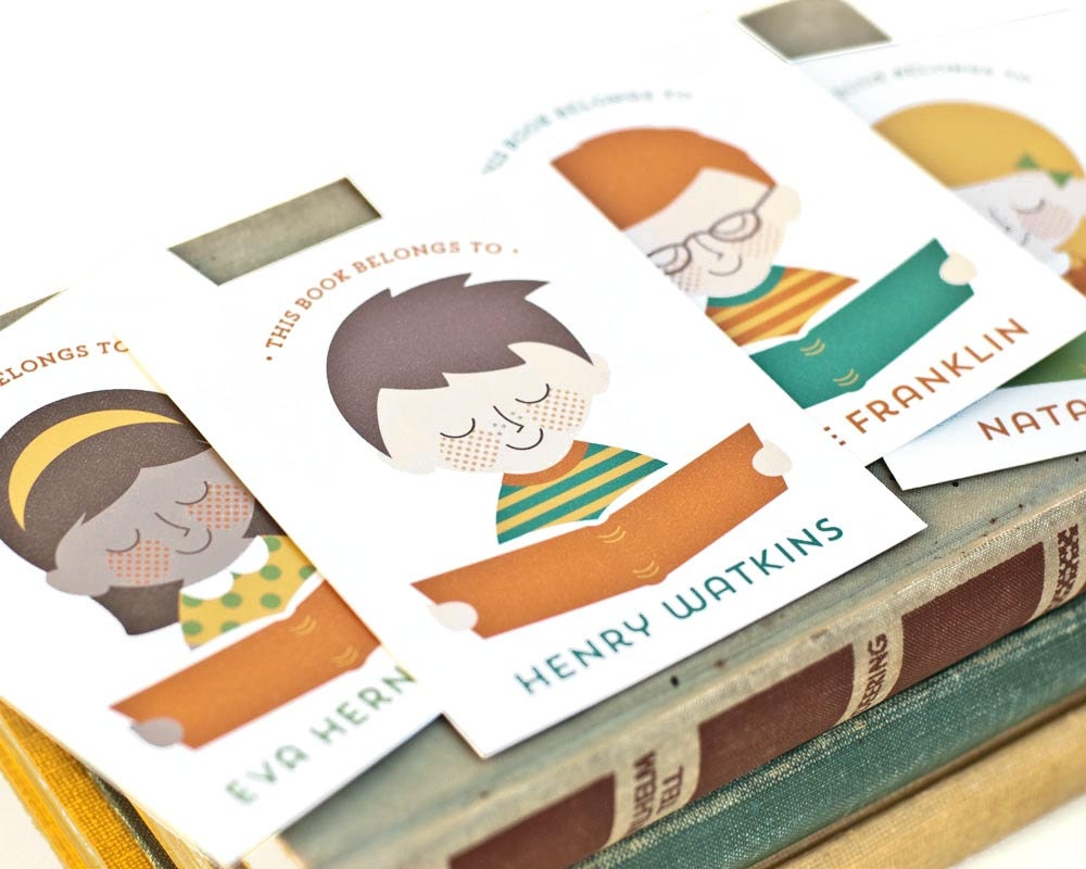 Kid's Custom Portrait Bookplates Personalized
