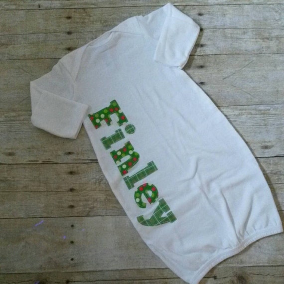 Items similar to Personalized Christmas Newborn Gown on Etsy