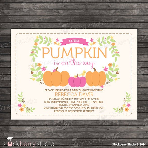 Pumpkin Baby Shower Invitations Etsy 1