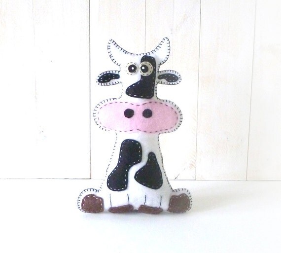 Stuffed Cow PATTERN // Sew by Hand Plush Felt by LittleHibouShoppe