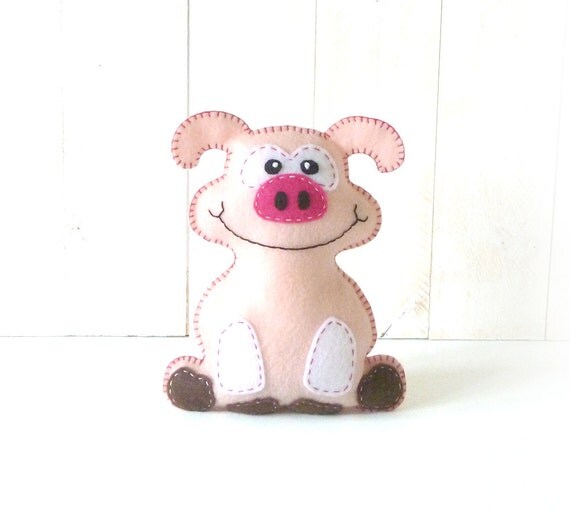 Stuffed Pig PATTERN Sew by Hand Plush Felt by LittleHibouShoppe