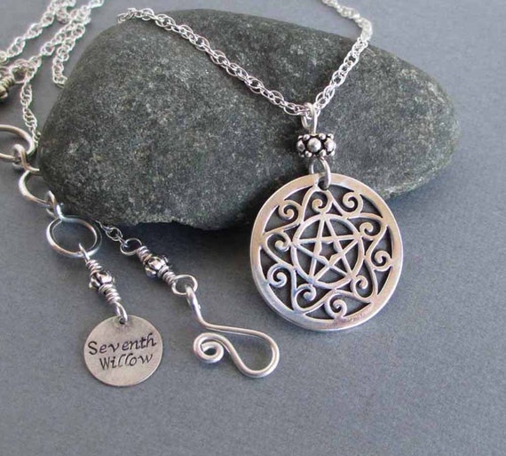 Sterling Silver Pentacle Necklace Wiccan Jewelry by SeventhWillow