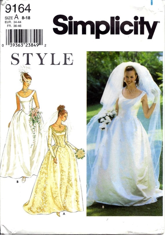 Simplicity Style Sewing Pattern 9164 Wedding Dress Bridal Gown