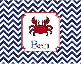Personalized Placemats, Monogrammed Placemats, Laminated Placemats, Design your Own Placemat, Kids Placemat, Pet Placemat, Custom, CRABS