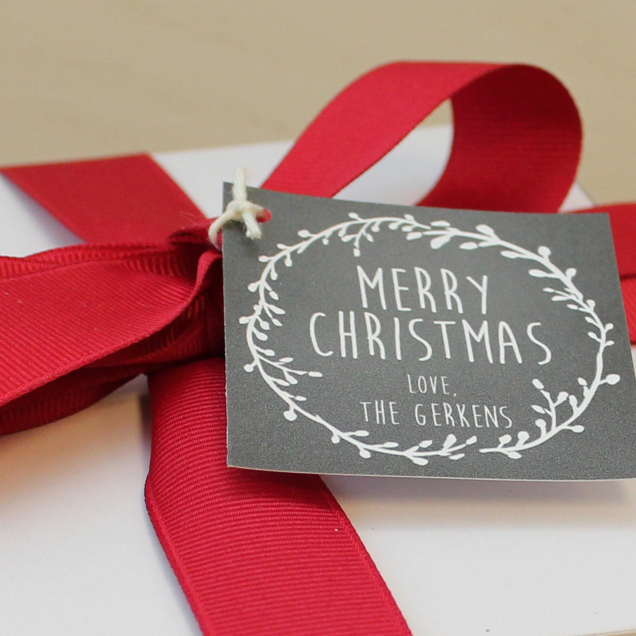 Set of 24 - Laurel Chalkboard Holiday Gift Tags - Personalized Christmas Tags // Personalized Holiday Tags // Christmas Present Tags